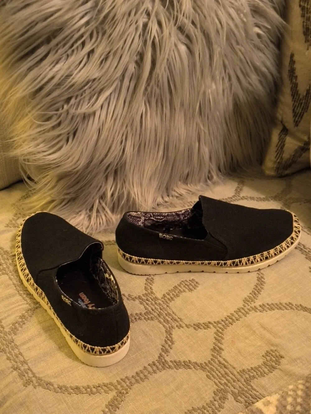 BOBS by SKECHERS Black Slip-On Espadrille Flats